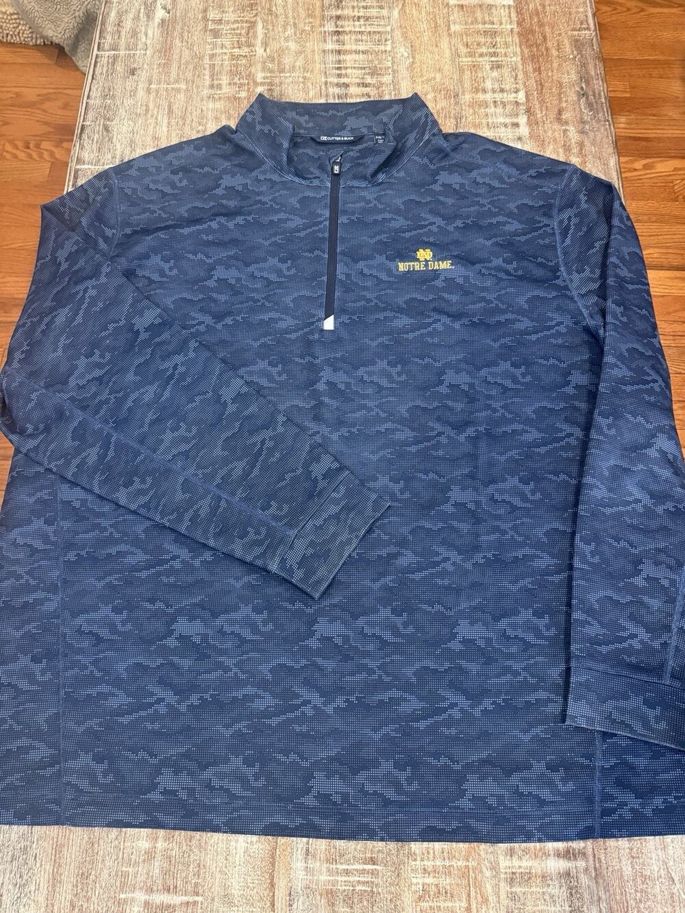 Cutter & Buck Notre Dame Fighting Irish Navy Camo Quarter-Zip Pullover Size 3XLB